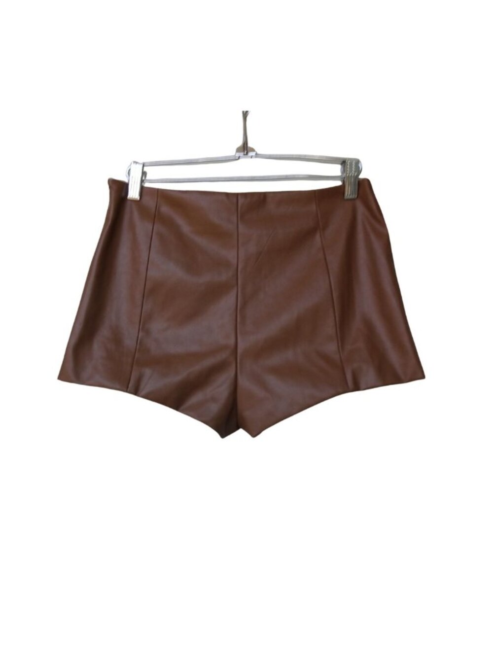 NWOT Brown Faux Leather Micro Shorts